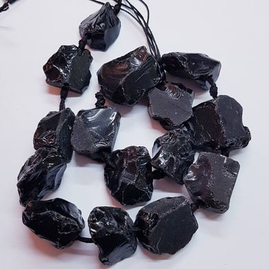 Бусины ~16*~27 из натуральных камней турмалина, не обработанные, поштучно, черный