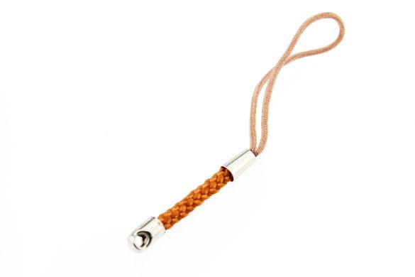 Шнурок для мобильного телефона со вставкой из нейлонового шнура, длина 75 мм, цвет золотой