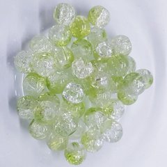 Бусины пластик 6 мм, поштучно, эффект битого стекла, прозрачно-салатовый
