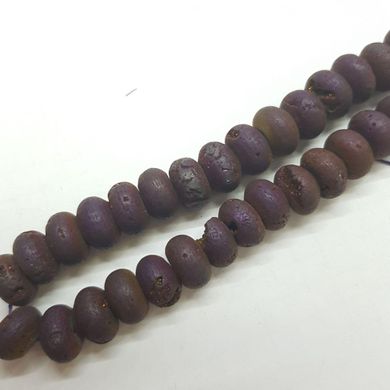 Кварц бусины друзы 9*6 мм, ~32 шт / нить, шлифованные, натуральные камни, на нитке, темно-фиолетовый