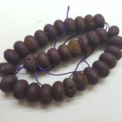 Кварц бусины друзы 9*6 мм, шлифованные, натуральные камни, поштучно, темно-фиолетовый