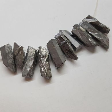 Кварц бусины сколы 14-32*4-9 мм, окрашенные, натуральные камни, поштучно, серые