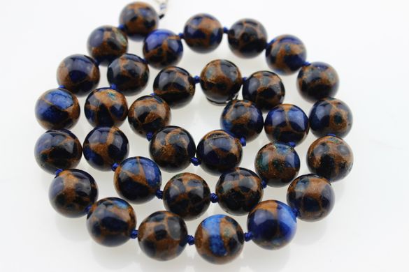 Варисцит прессованный бусины 12 мм, натуральные камни, поштучно, синий с золотыми прожилками