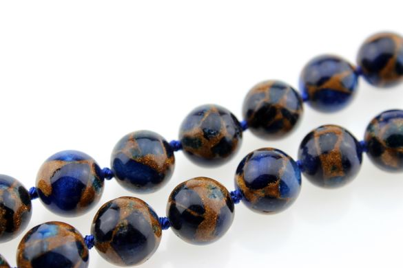 Варисцит прессованный бусины 12 мм, натуральные камни, поштучно, синий с золотыми прожилками