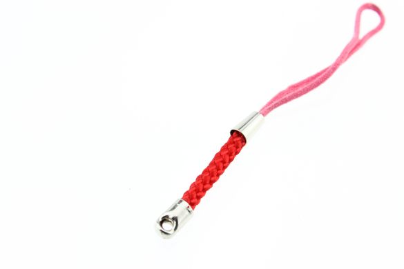Шнурок для мобільного телефону зі вставкою з нейлонового шнура, довжина 75 мм, колір червоний