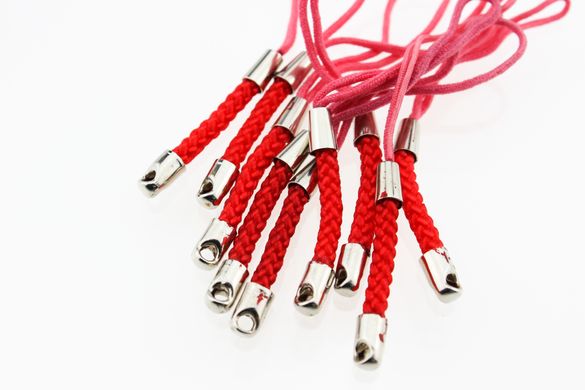 Шнурок для мобильного телефона со вставкой из нейлонового шнура, длина 75 мм, цвет красный