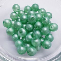 Бусины акрил 8 мм, поштучно, зеленый, перламутровый