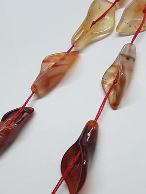 Сердолик бусины 28*15 мм, натуральные камни, поштучно, лилии коричневые