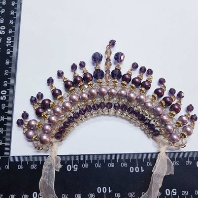 Об'ємне кольє Нефертіті, з намистинами з кришталю і Майорка, довжина 90 см, колір фіолетово-золотий