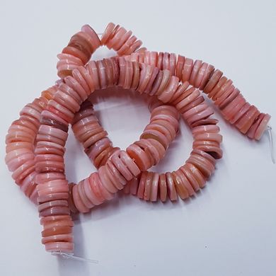 Перламутр бусины 8-10*1-2 мм, ~ 45 см нить, натуральные камни, на нитке, розовый