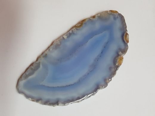 Кулон из агата 87*43*5 мм, срез из натурального камня, белый с голубым, подвеска, украшение, медальон