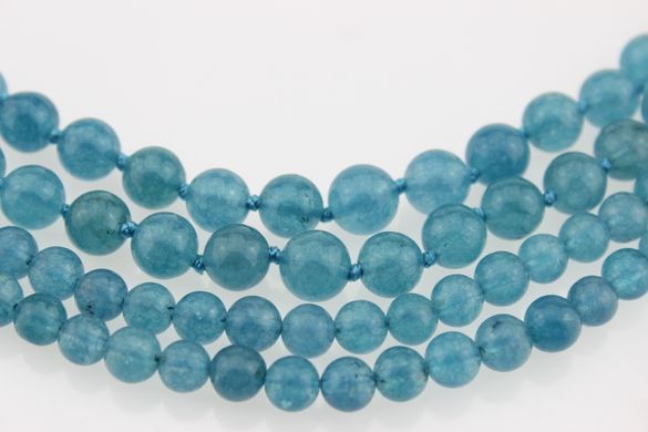 Аквамарин бусины 8 мм, ~51 шт / нить, натуральные камни, на нитке, голубые