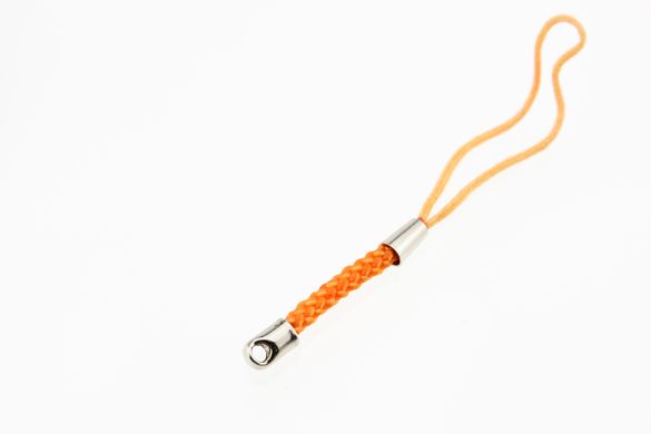 Шнурок для мобільного телефону зі вставкою з нейлонового шнура, довжина 75 мм, колір помаранчевий