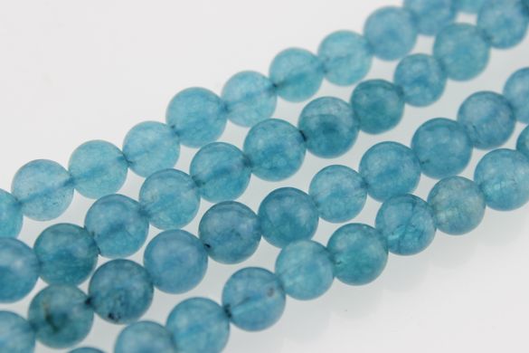 Аквамарин бусины 8 мм, ~51 шт / нить, натуральные камни, на нитке, голубые