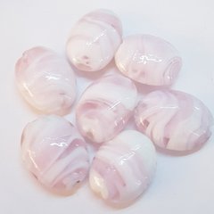 Бусина лемворк, бусины 33*25*12 мм, поштучно, светло-розовый с белым