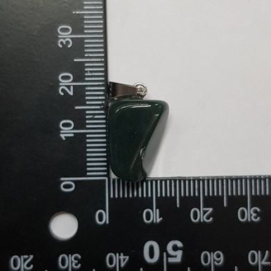 Кулон из яшмы зеленой 17*12*12 мм, из натурального камня, подвеска, украшение, медальон, темно-зеленый.