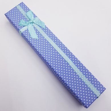 Подарочная коробочка для украшений, 210*42*22 мм, с атласным бантом, голубая
