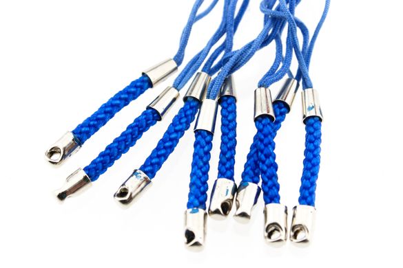 Шнурок для мобильного телефона со вставкой из нейлонового шнура, длина 75 мм, цвет светло-синий
