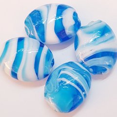 Бусина лемворк, бусины 33*25*12 мм, поштучно, голубой с белым