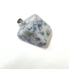 Кулон из азурита 20*16*16 мм, из натурального камня, подвеска, украшение, медальон, синий с белыми пятнами