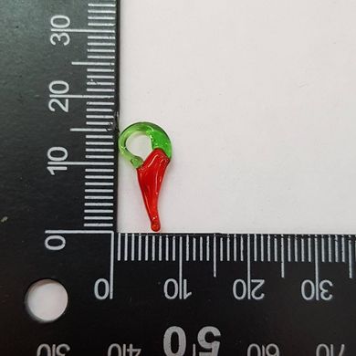 Подвеска лемпворк ~17*3*7 мм, из стекла, кулон, украшение, медальон, красный с зеленым
