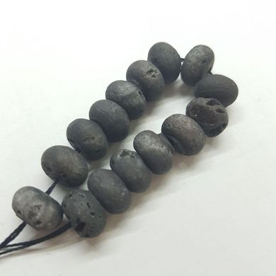 Кварц бусины друзы 9*6 мм, шлифованные, натуральные камни, поштучно, темно-серый