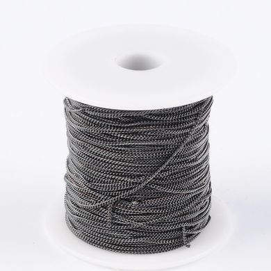 Ланцюг латунь твіст, розмір ланки 1.5 * 1 мм, металевий, бижутерний, декоративний, на метраж, колір чорний