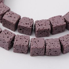 Лава бусины сторона 8 мм, натуральные камни, поштучно, фиолетовая