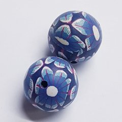 Бусины глина 17-18 мм, поштучно, синий