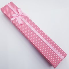 Подарочная коробочка для украшений, 210*42*22 мм, с атласным бантом, розовая