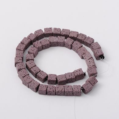 Лава бусины сторона 8 мм, ~43 шт / нить, натуральные камни, на нитке, фиолетовая
