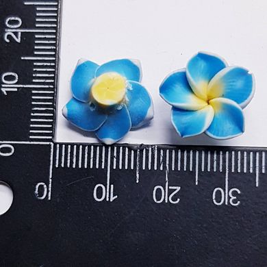 Бусины глина 15*8 мм, поштучно, голубой с белым
