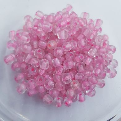 Бисер 3-5*3-5 мм, упаковка 10 гр, прозрачние с окраской внутри, розовый