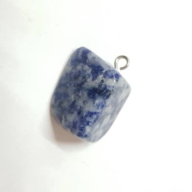Кулон из азурита 19*14*14 мм, из натурального камня, подвеска, украшение, медальон, белый с синими пятнами