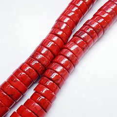 Бирюза прессованная бусины 10*4-6 мм, ~93 шт / нить, натуральные камни, на нитке, красный