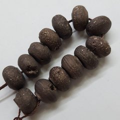 Кварц бусины друзы 9*6 мм, шлифованные, натуральные камни, поштучно, коричневый