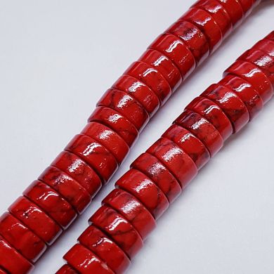 Бирюза прессованная бусины 10*4-6 мм, ~93 шт / нить, натуральные камни, на нитке, красный