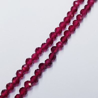 Рубеллит имитация бусины 3*3 мм, ~129 шт / нить, натуральные камни, на нитке, бордовые