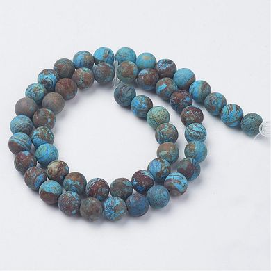 Хризоколла бусины 8 мм, ~48 шт / нить, натуральные камни, на нитке, коричневый с голубым