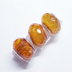Бусины Пандора, 9*14 мм, из бижутерного сплава, с блестками, оранжевый разного оттенка