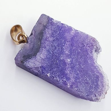Кулон из агата 44*21*9 мм, срез из натурального камня, подвеска, украшение, медальон, фиолетовый