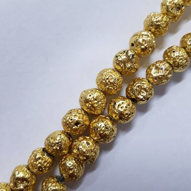Лава окрашенная бусины 8 мм, натуральные камни, поштучно, золото