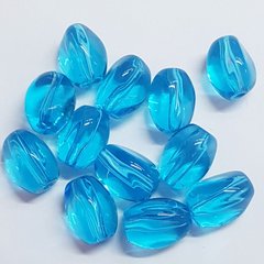 Бусина твист, чешское стекло , бусины 13*9 мм, поштучно, голубой, прозрачный