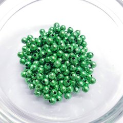 Бусина пластиковая, 4 мм, из пластмассы, имитация металла, зеленый