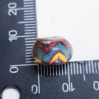 Бусины Пандора, 8-9*14 мм, акрил, из бижутерного сплава, с узорами, разноцветный