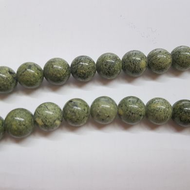 Змеевик прессованный бусины 14 мм, ~32 шт / нить, натуральные камни, на нитке, светлый хаки