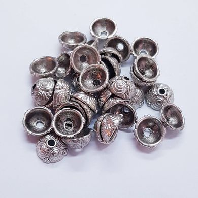 Шляпка-бусина металлический, из бижутерного сплава, 8*4 мм, серебро