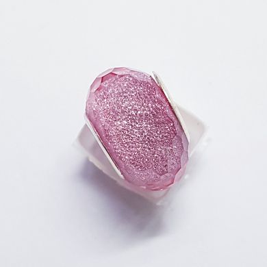 Бусины Пандора, 9*14 мм, из бижутерного сплава, с блестками, светло-розовый